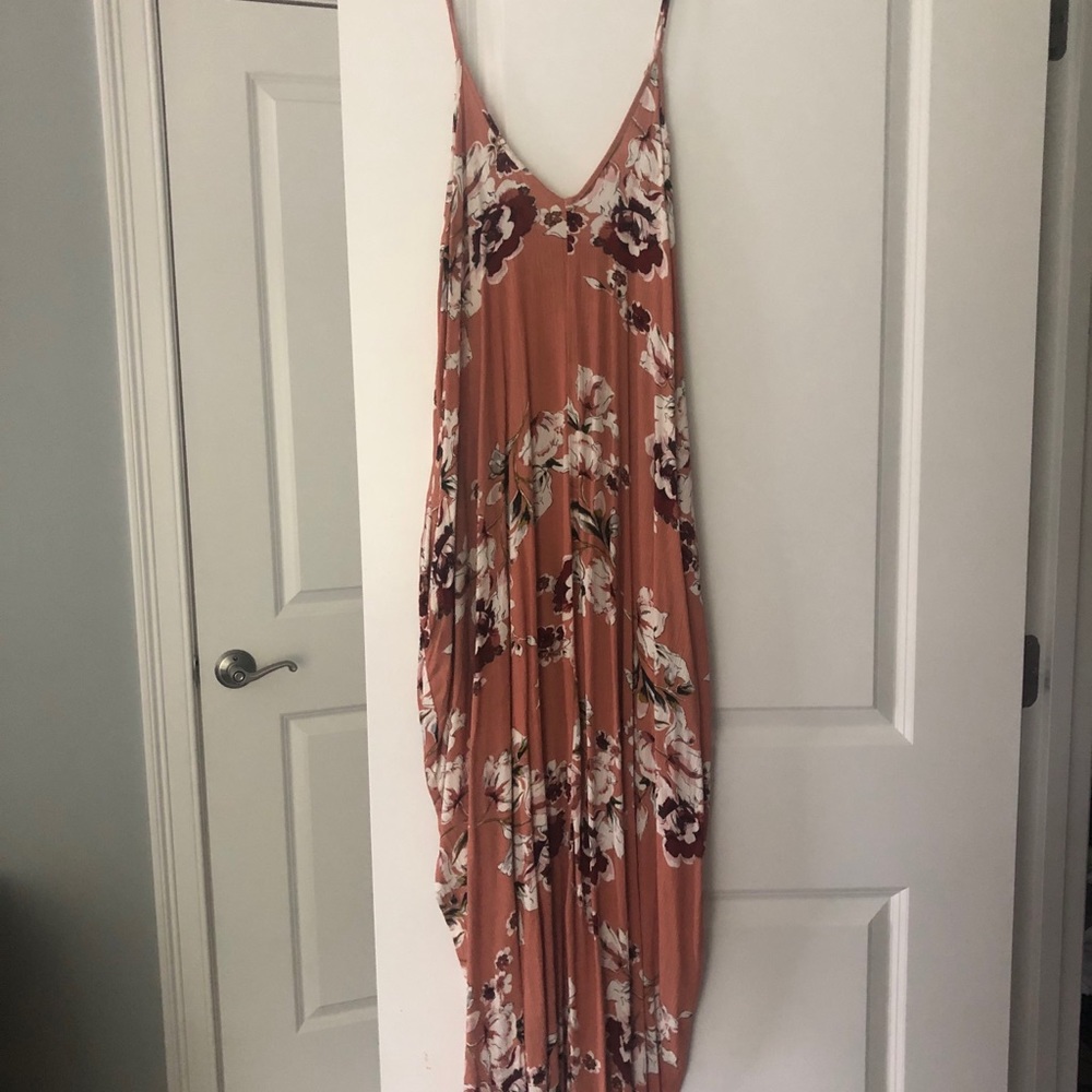 Carly Jean Los Angeles Rust Floral Maxi Dress
